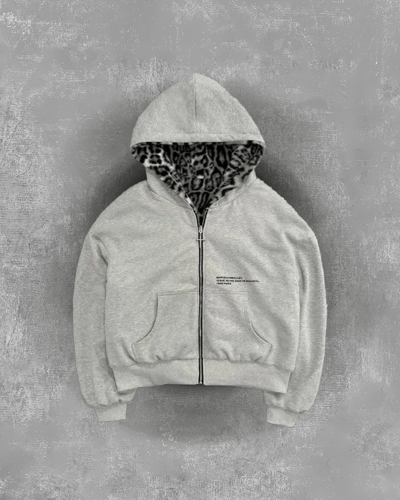 GREY/LEOPARD 2-SIDED ZIPPER