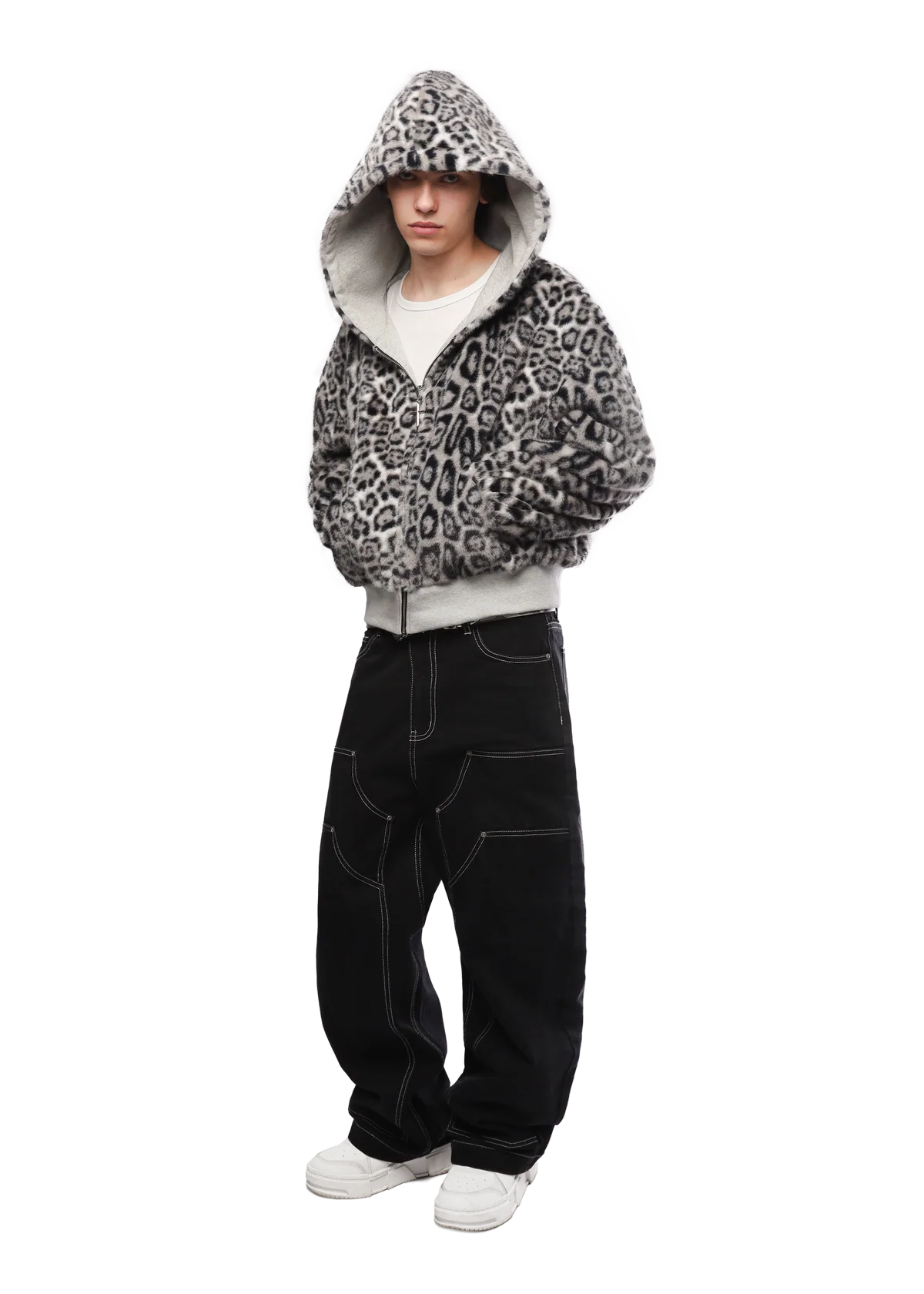 GREY/LEOPARD 2-SIDED ZIPPER