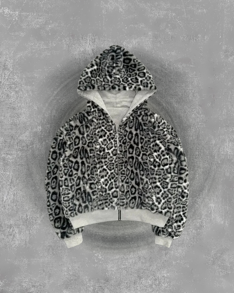 GREY/LEOPARD 2-SIDED ZIPPER