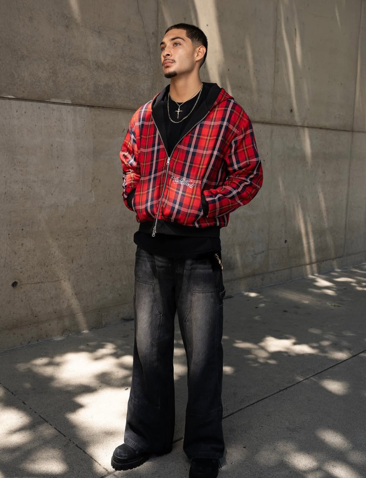 BLACK/RED 2-SIDED ZIPPER