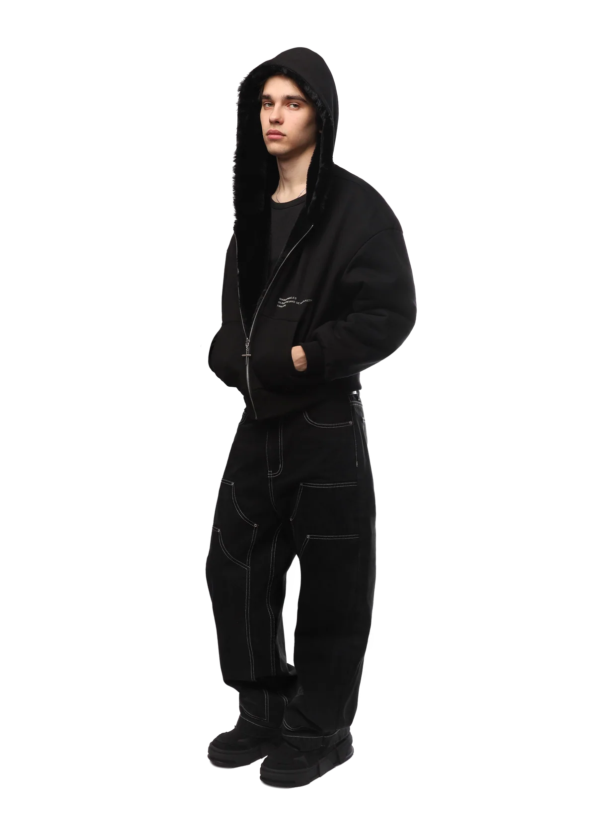 FUR/BLACK 2-SIDED ZIPPER