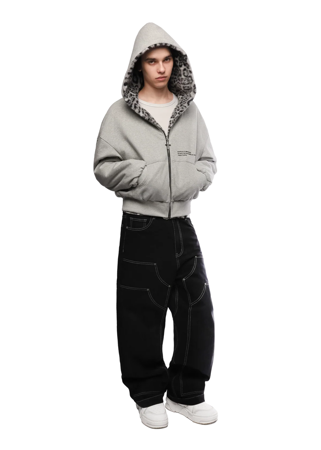 GREY/LEOPARD 2-SIDED ZIPPER